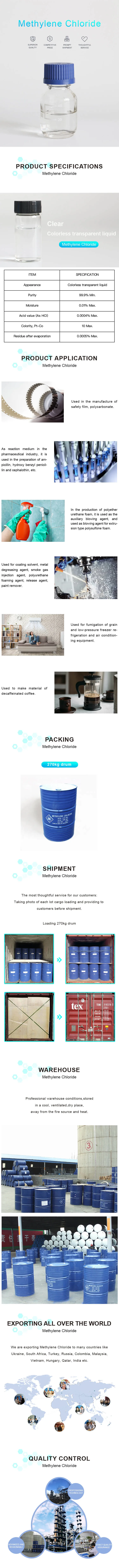 CH2cl2 Industrial Grade Chemical Solution Dye Supplier 75-09-2 Dcm Dichloromethane Methylene Chloride